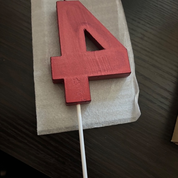 RED NUMBER 4 BIRTHDAY CANDLE - Picture 2 of 2